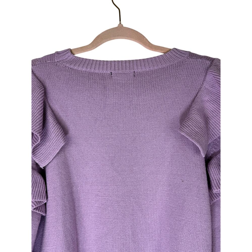 Cocobleu Lilac Purple Ruffle Knit Long Sleeve Cozy Casual Sweater Top Size M - Picture 5 of 9